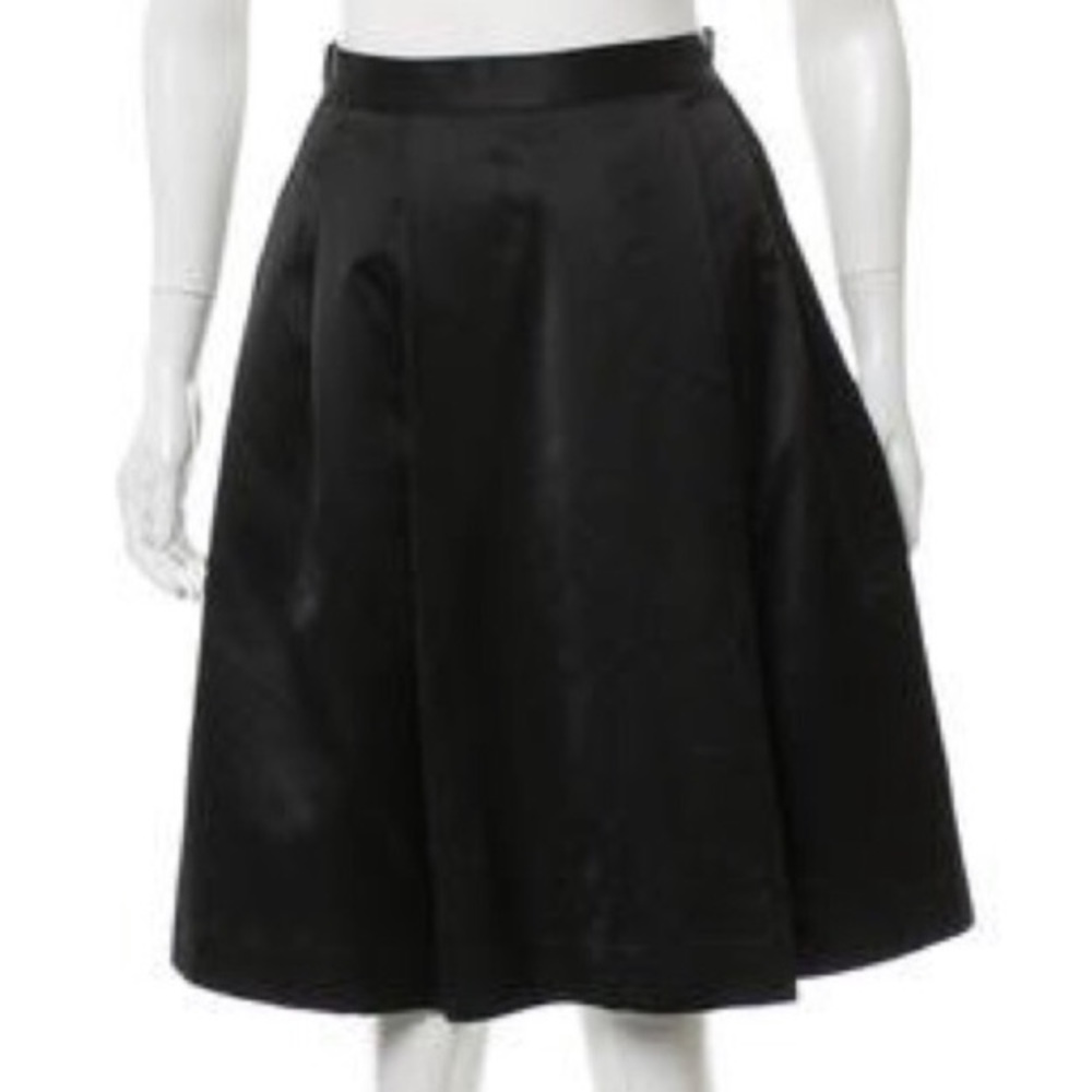 Kate Spade Black Satin Full A-Line Skirt